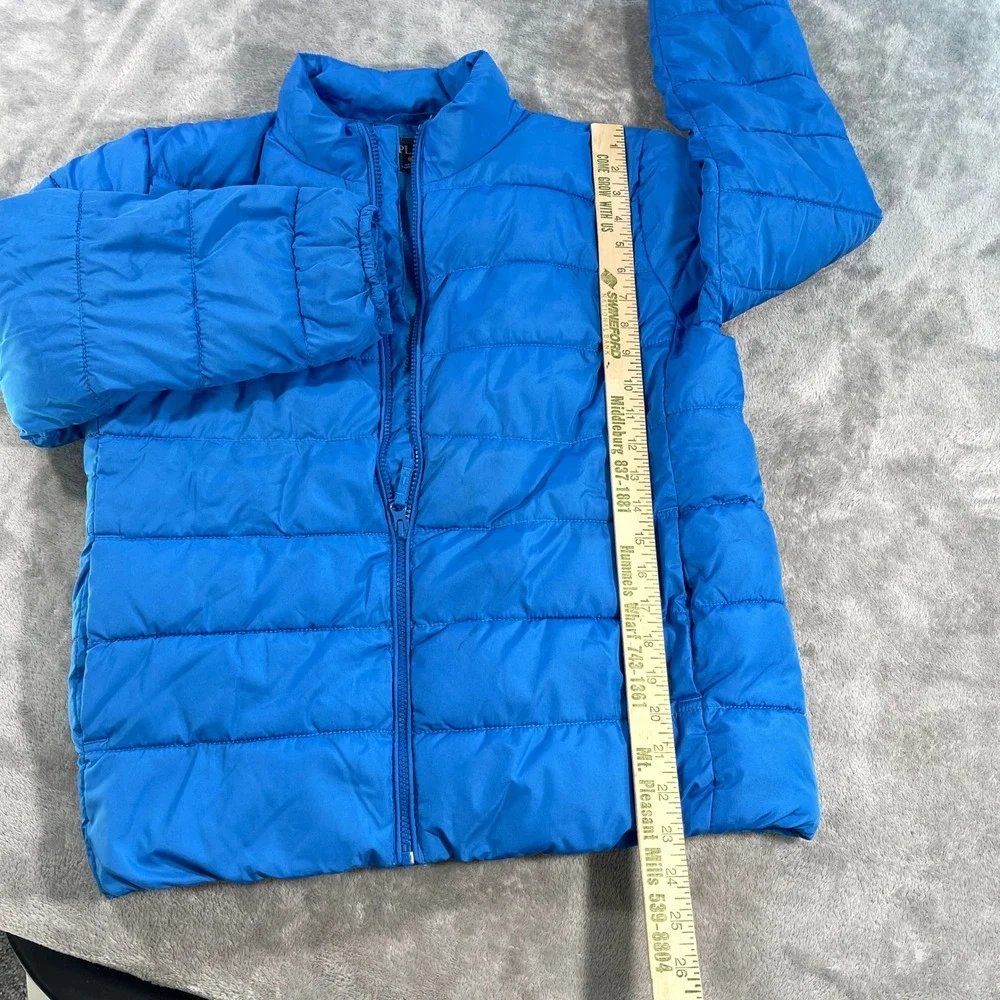 The Children's Place Puffer Jacket Kids XL 14 Blue Full‎ Zip Quilted Coat